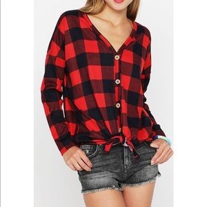 Buffalo Plaid Tie Top